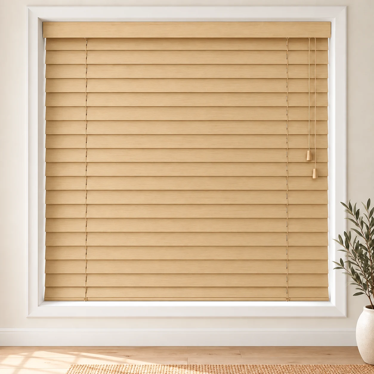 Natural shown as a full blind in a neutral room