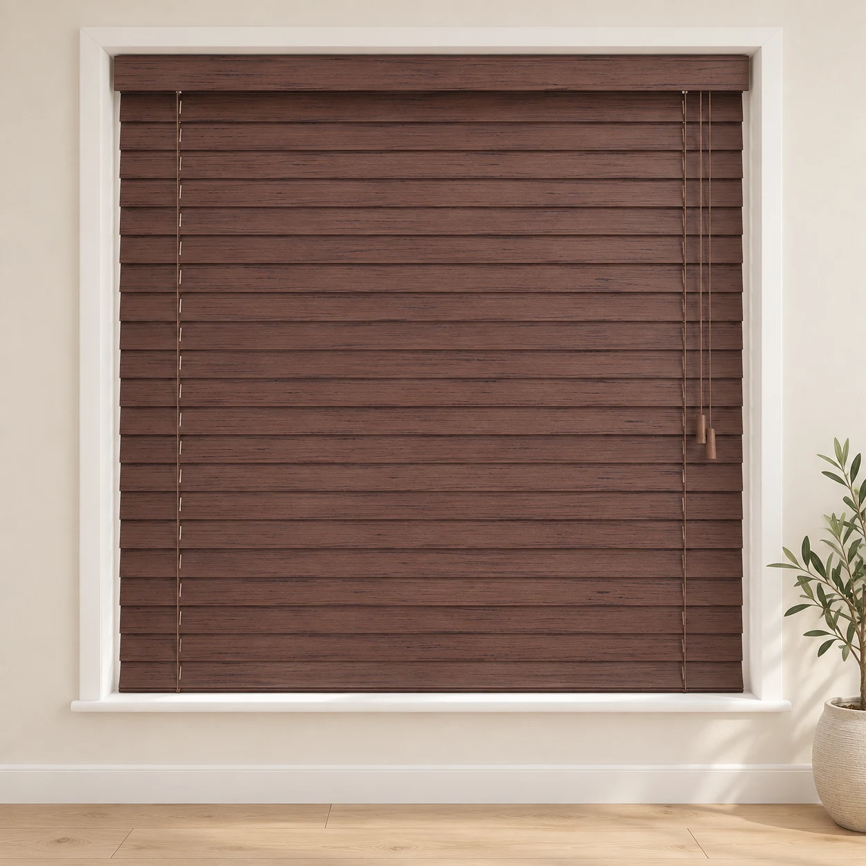 Printed Wedge shown as a full blind in a neutral room
