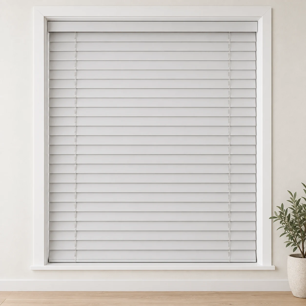 White shown as a full blind in a neutral room