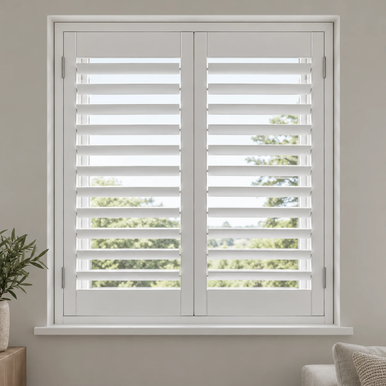 White PVC Shutters  illustrative mockup