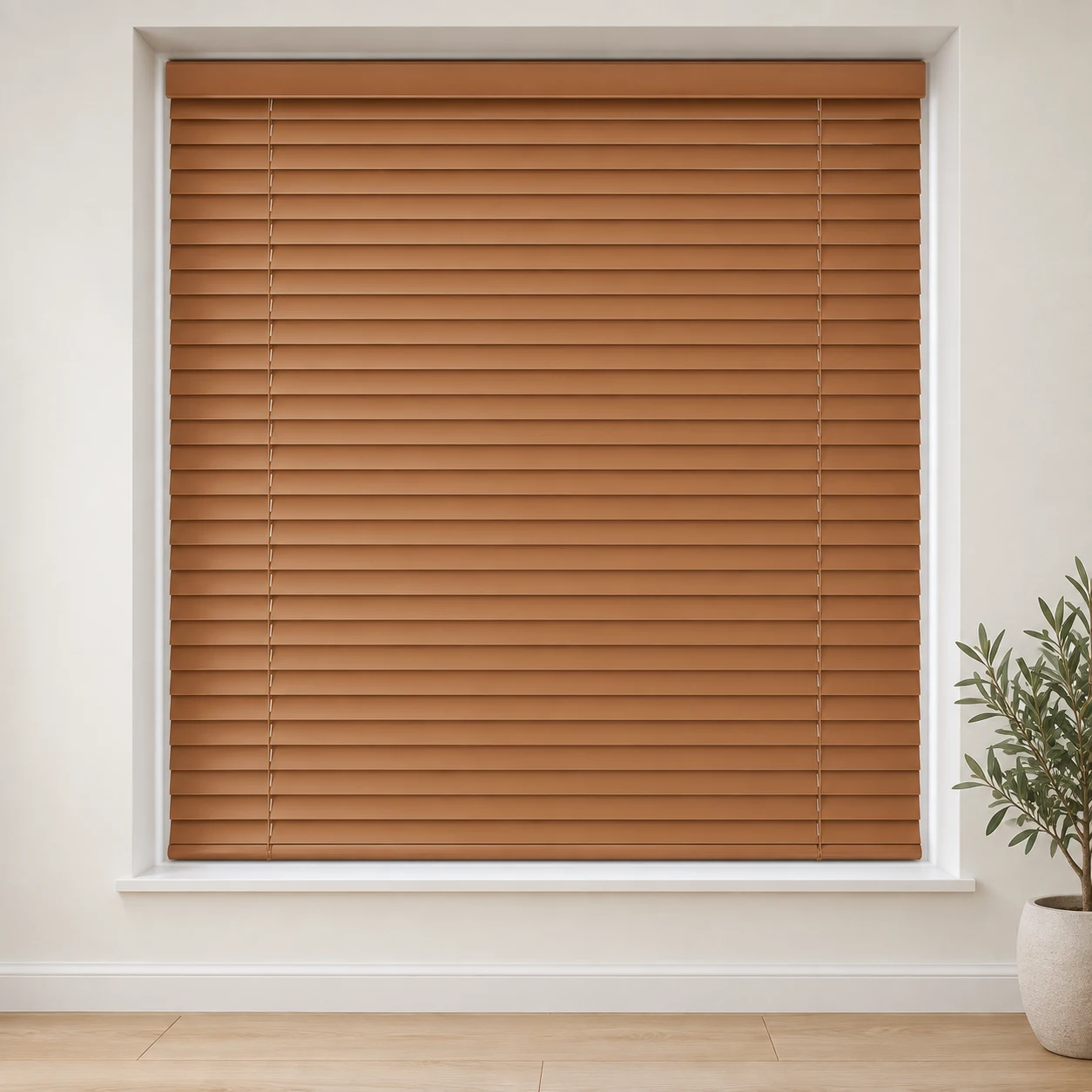 Biscuit shown as a full blind in a neutral room