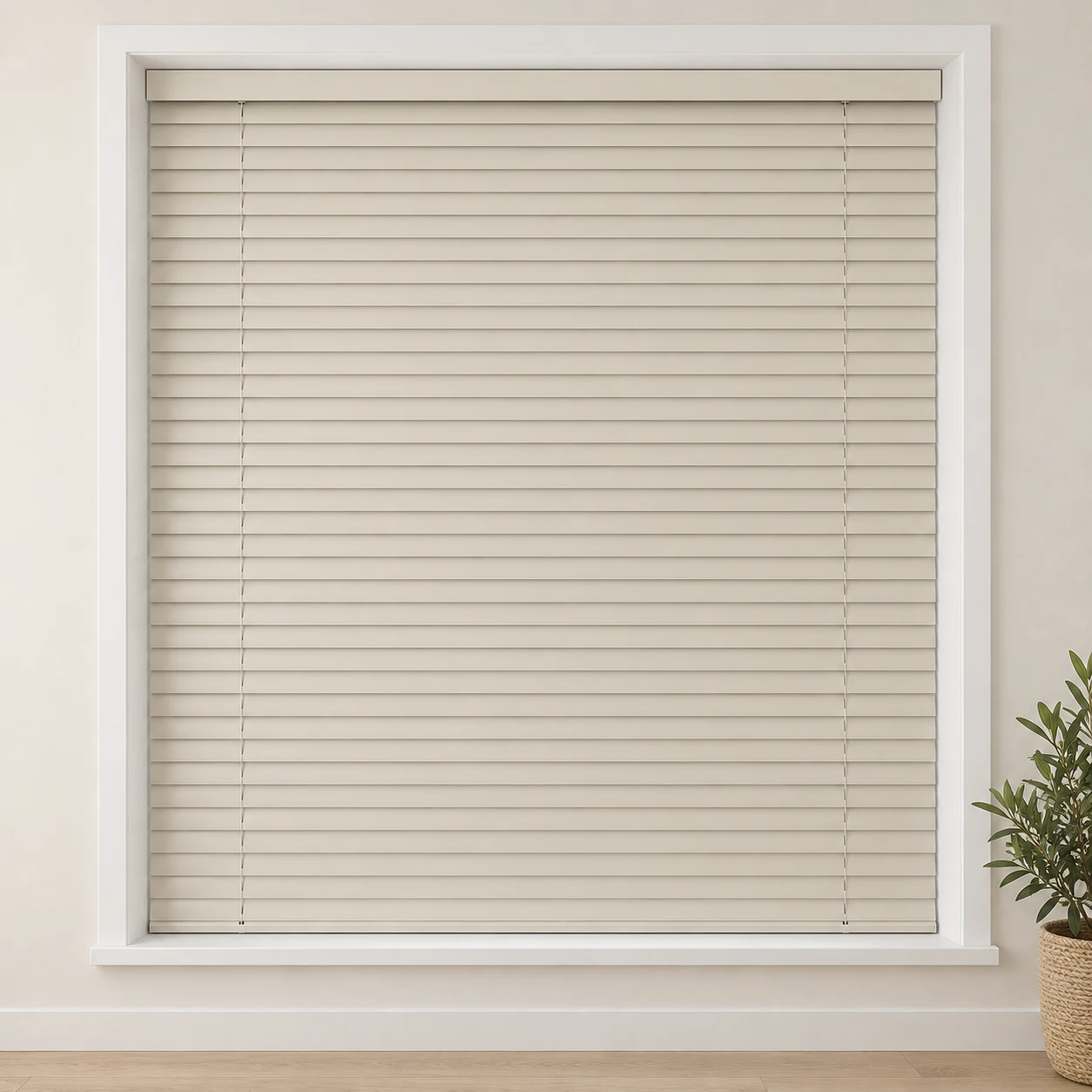 Old Vanilla shown as a full blind in a neutral room