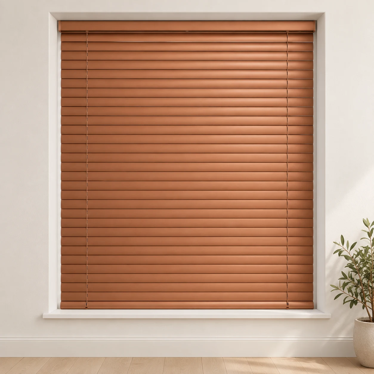 Rustic shown as a full blind in a neutral room