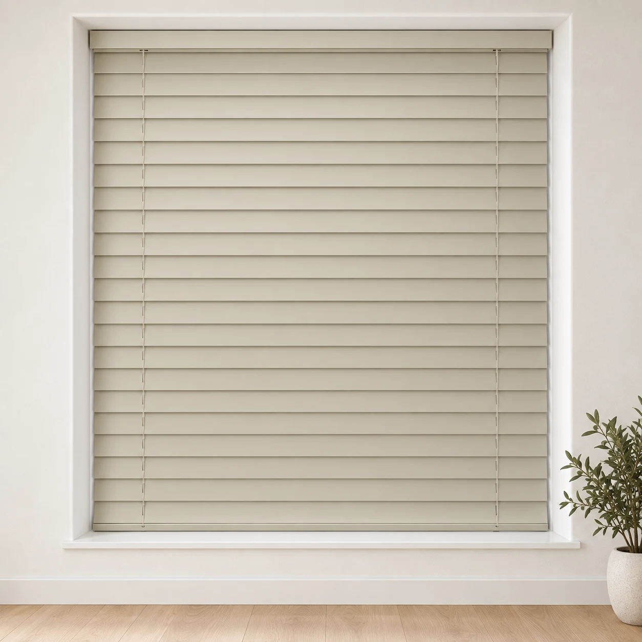 Old Vanilla shown as a full blind in a neutral room