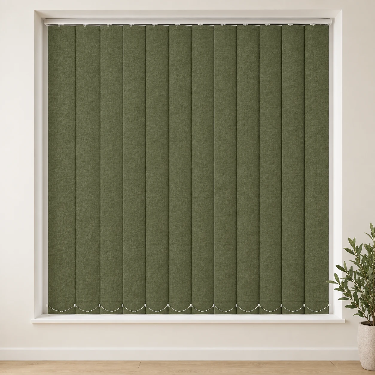 Block-out Hunter Green shown as a full blind in a neutral room