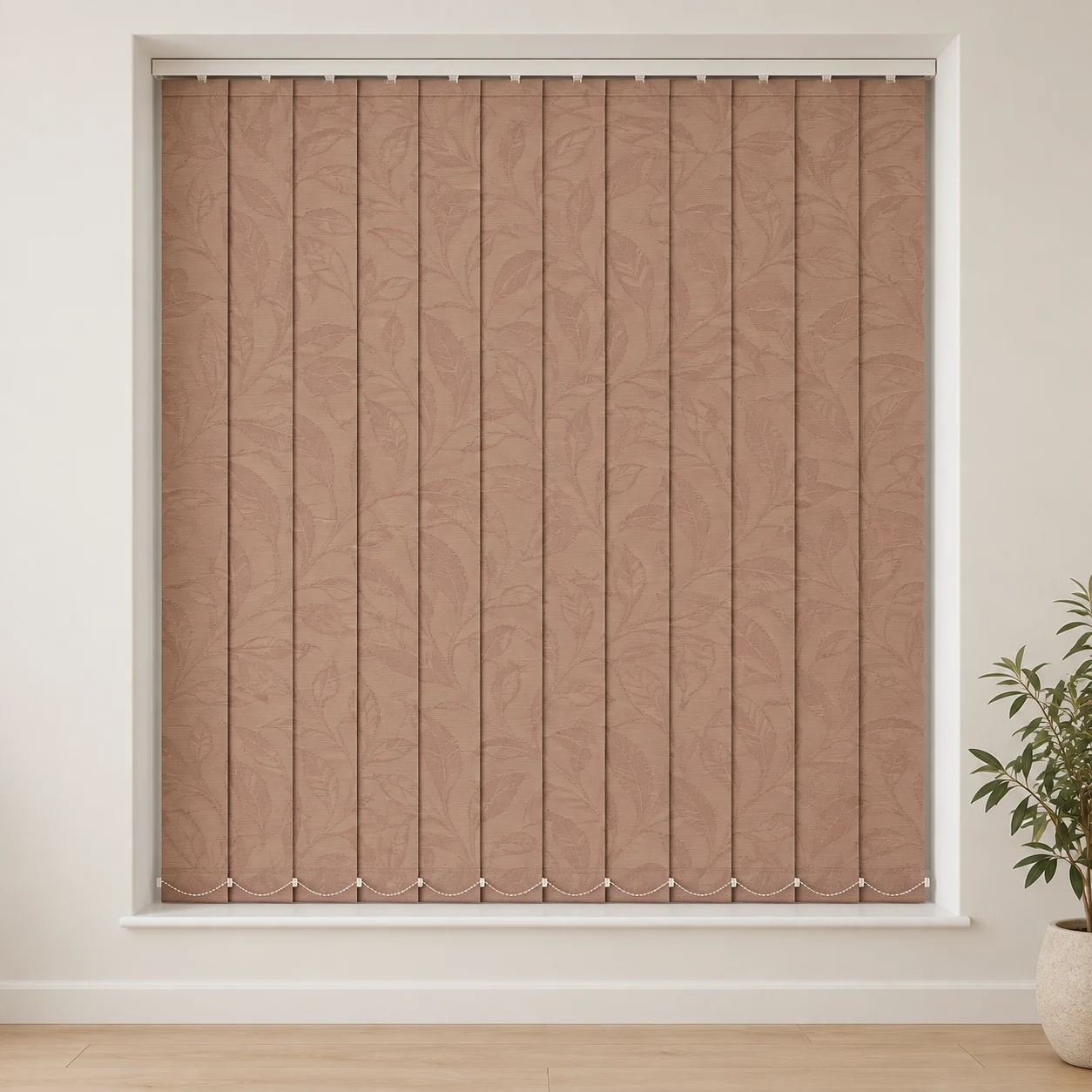 Leaf Pink shown as a full blind in a neutral room
