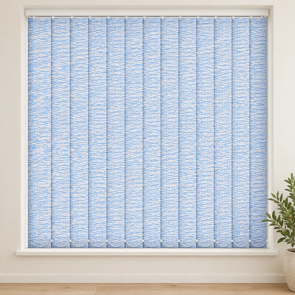 Mexico Azure Blue shown as a full blind in a neutral room