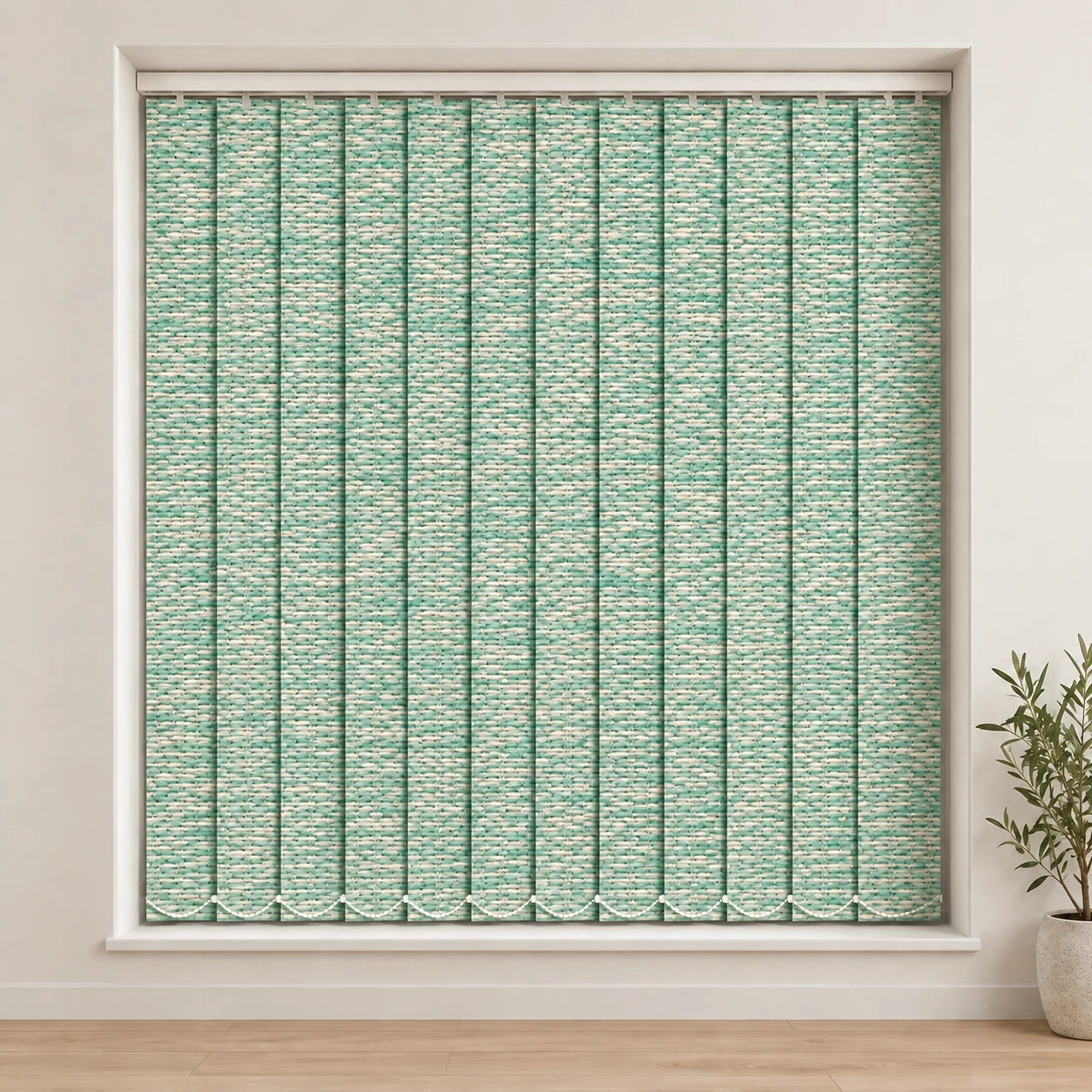 Mexico Jade shown as a full blind in a neutral room