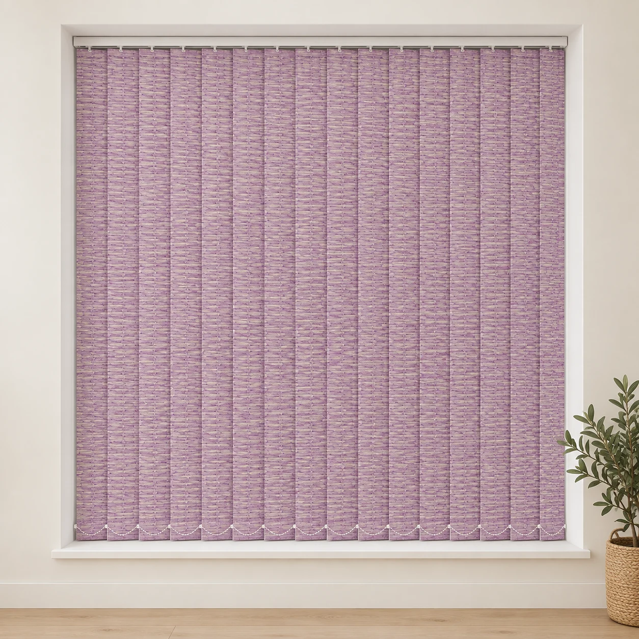 Mexico Lilac shown as a full blind in a neutral room