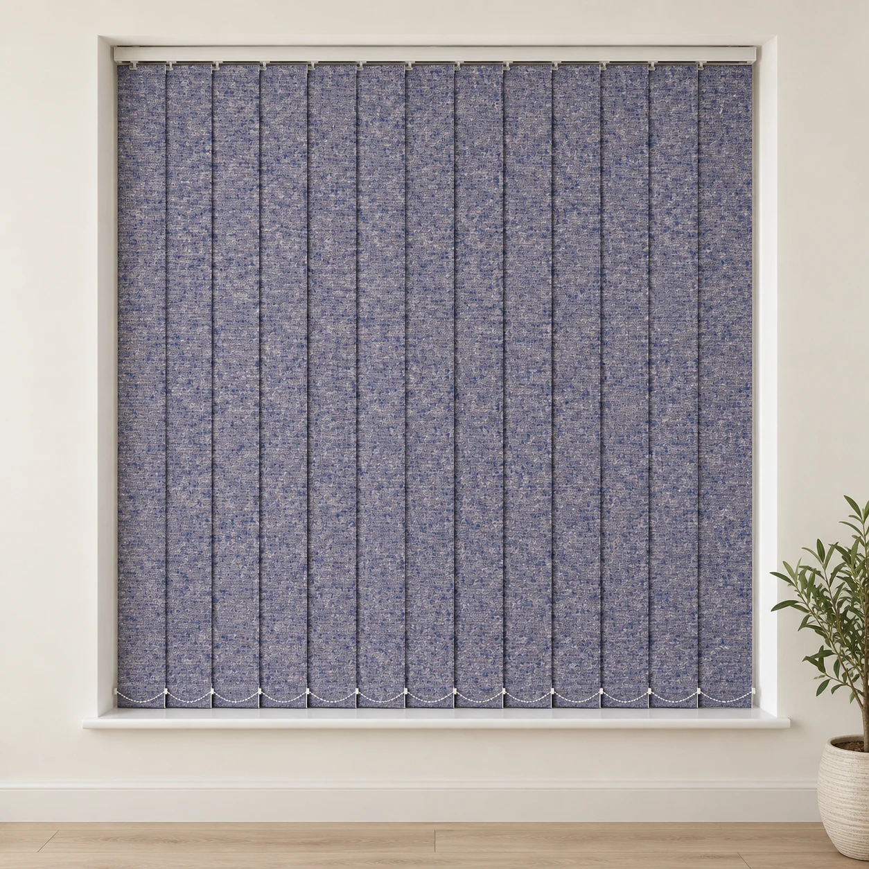 Prestige Blue shown as a full blind in a neutral room