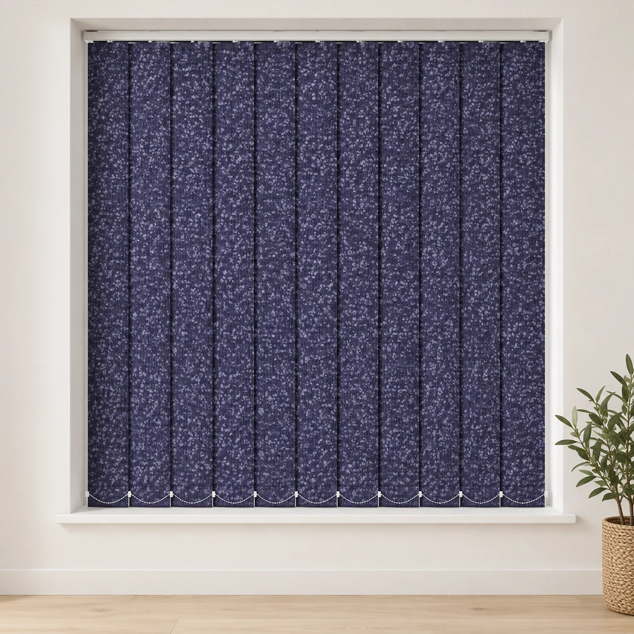 Prestige Navy shown as a full blind in a neutral room