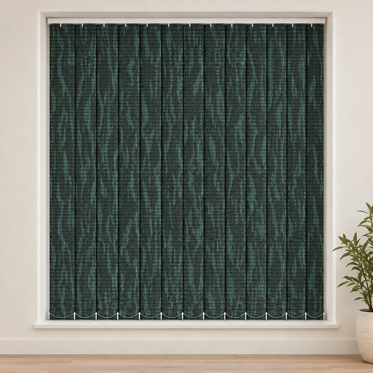 Ripple Hunter Green shown as a full blind in a neutral room