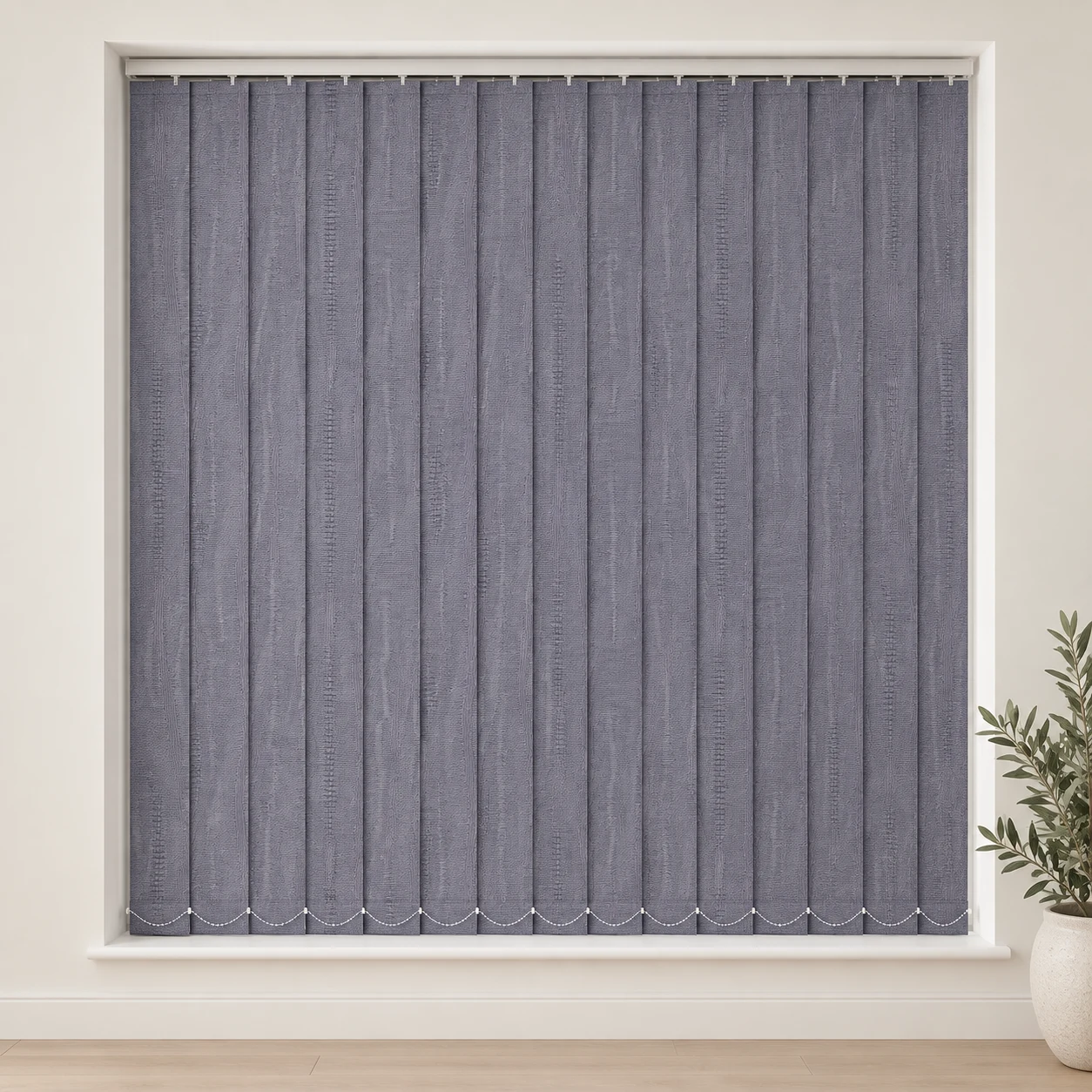 Van Gogh Sea Blue shown as a full blind in a neutral room